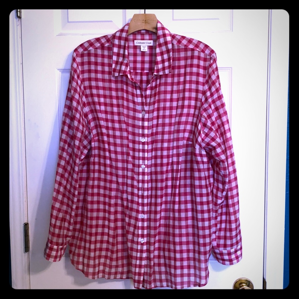 Size 2X Coldwater Creek fuchsia and white blouse